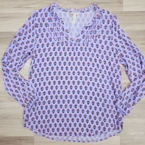 Matilda Jane Womens Purple Lavender Damask Print Longsleeve Blouse Shirt Large